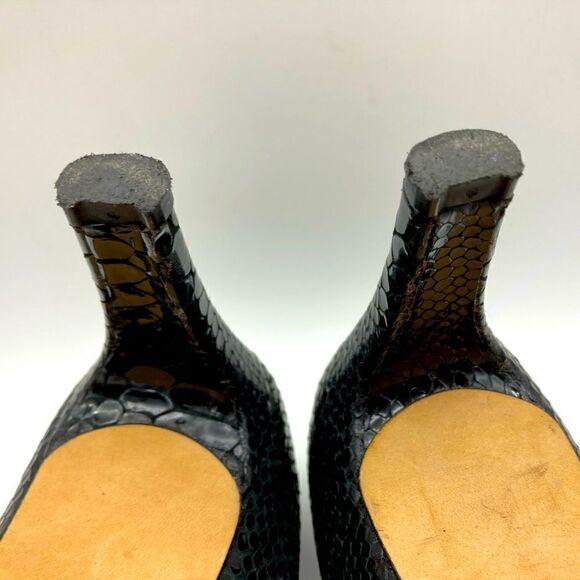 Stuart Weitzman Black Python Embossed Leather Platform Pump Size 8,5M - Picture 11 of 13